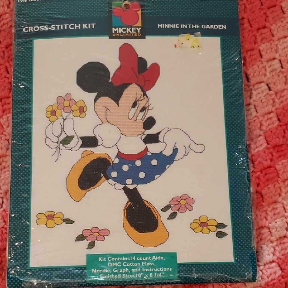 Disney Minnie in the Garden Cross-Stitch Kit - Red, Blue, Yellow